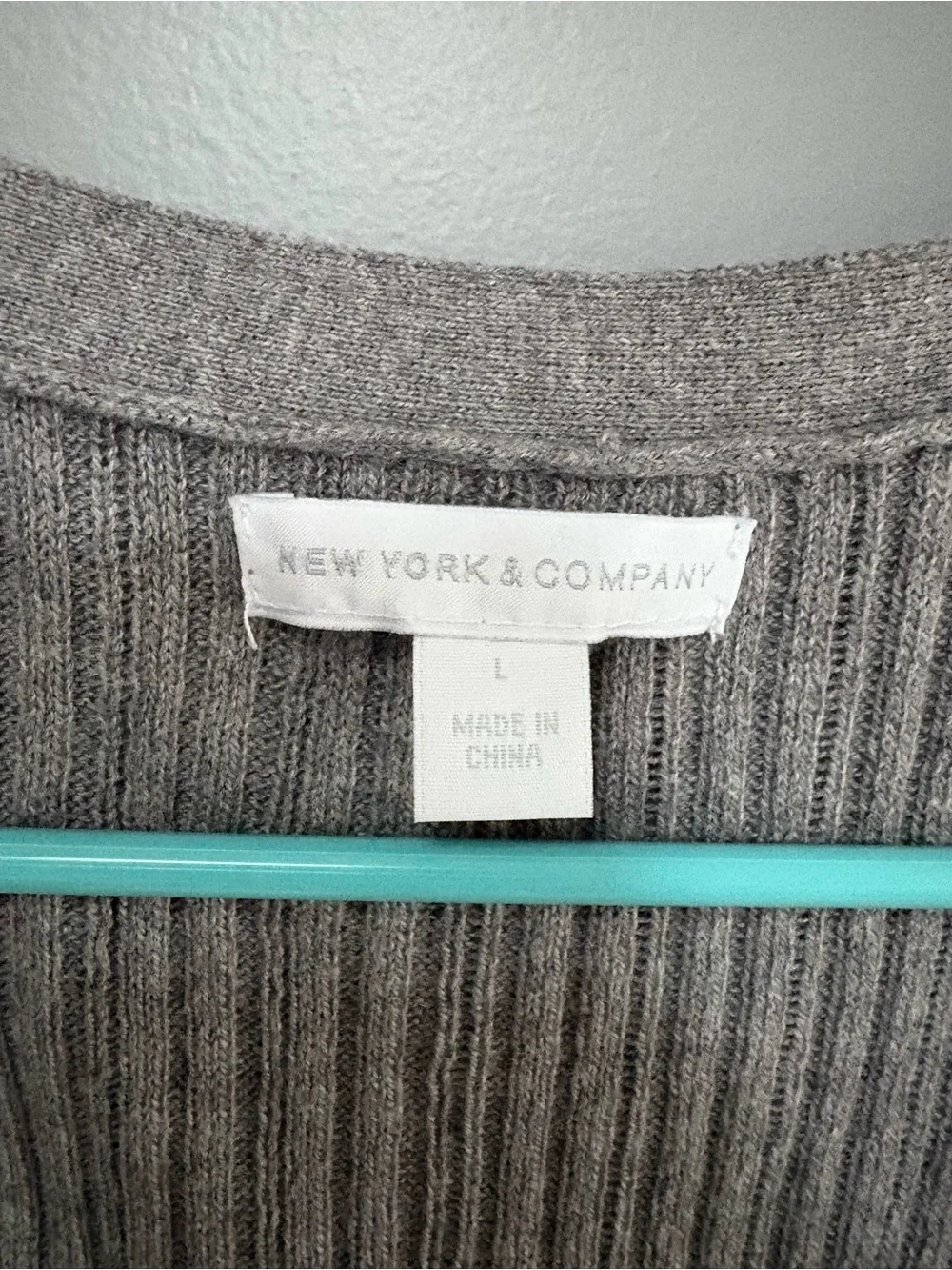 New York & Company Women's‎ Preppy Gray Ribbed Knit Button Drapey Vest Size L